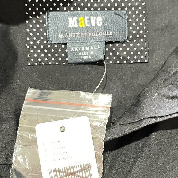 Maeve Black Button Down Shirt Top w/Dog Pet Appliqué, Size XXS NWT - Picture 7 of 8